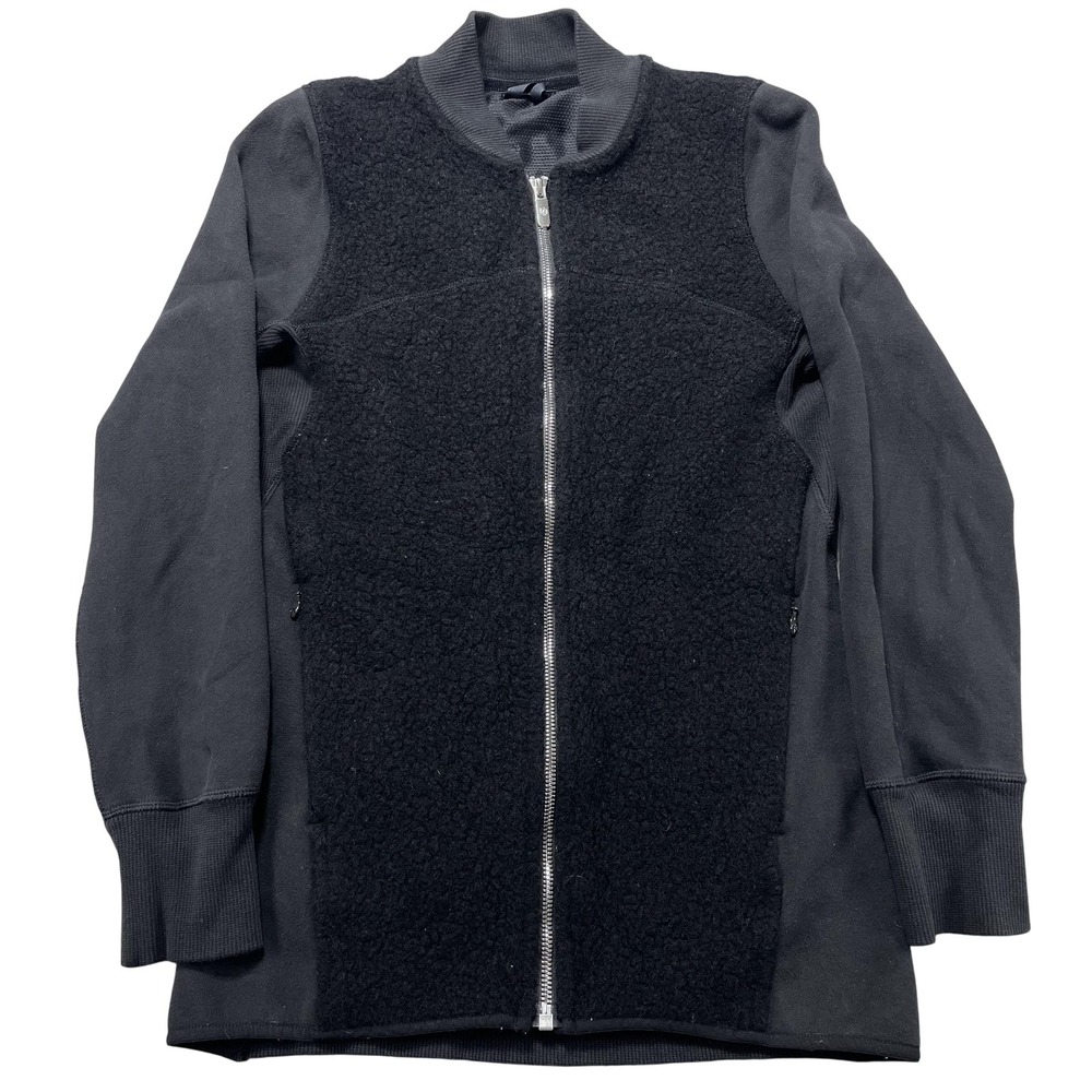 Lululemon Stand Out Sherpa Fleece Jacket Black Full Zip Women's 2 Athletic Lined